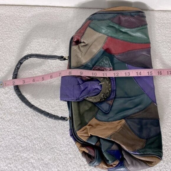Vintage 90’s Multicolour Patchwork Leather Handbag Purse - Picture 5 of 15
